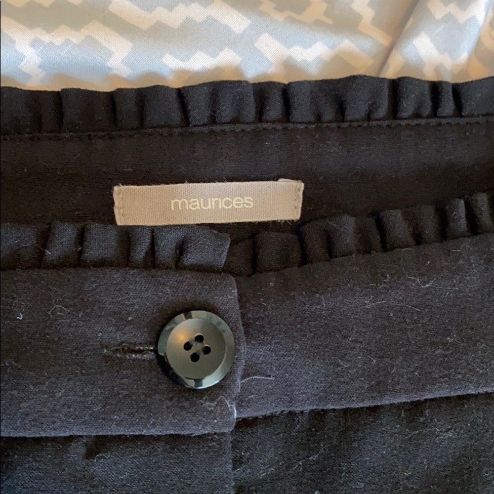 Ruffle Trim black dress pants